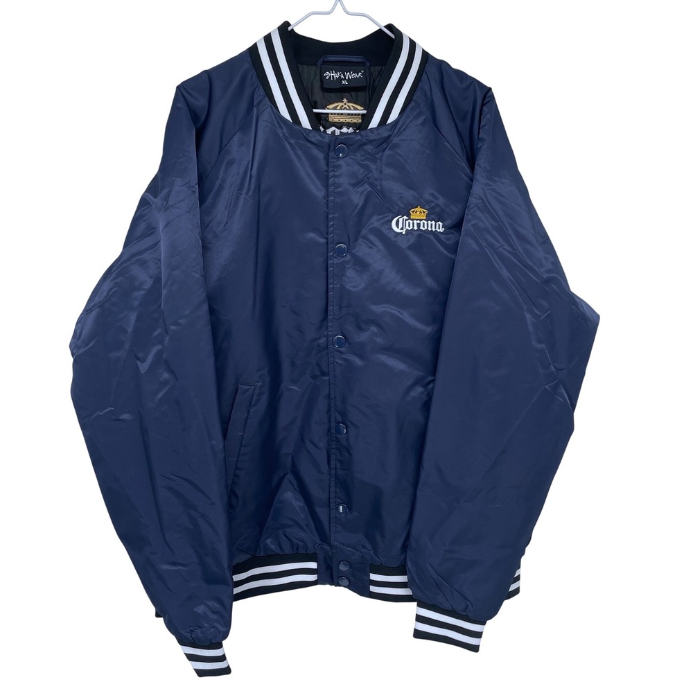 Shaka Wear Corona Bomber Jacket XL‎ Navy Blue 100th Anniversary Varsity